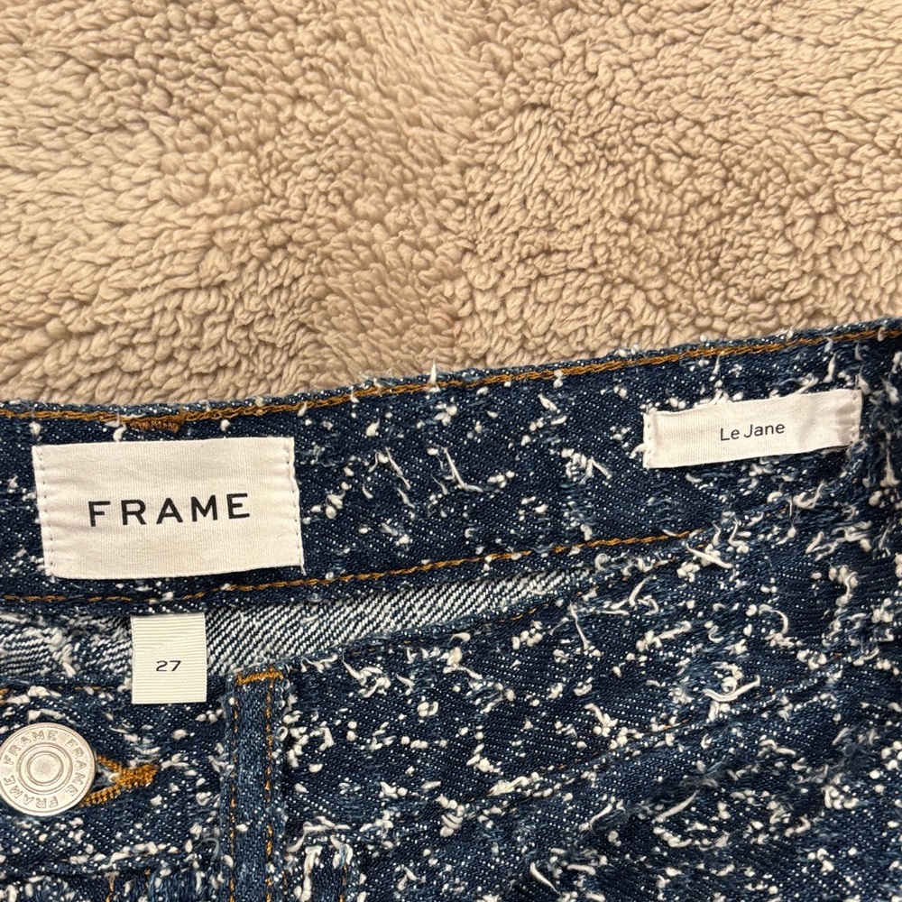 Frame Denim Women's Blue Patterned Straight Leg Jeans - Picture 4 of 4